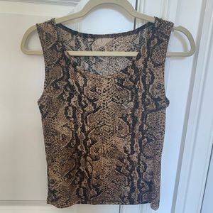 Y2K stretchy brown snakeskin tank top size 8